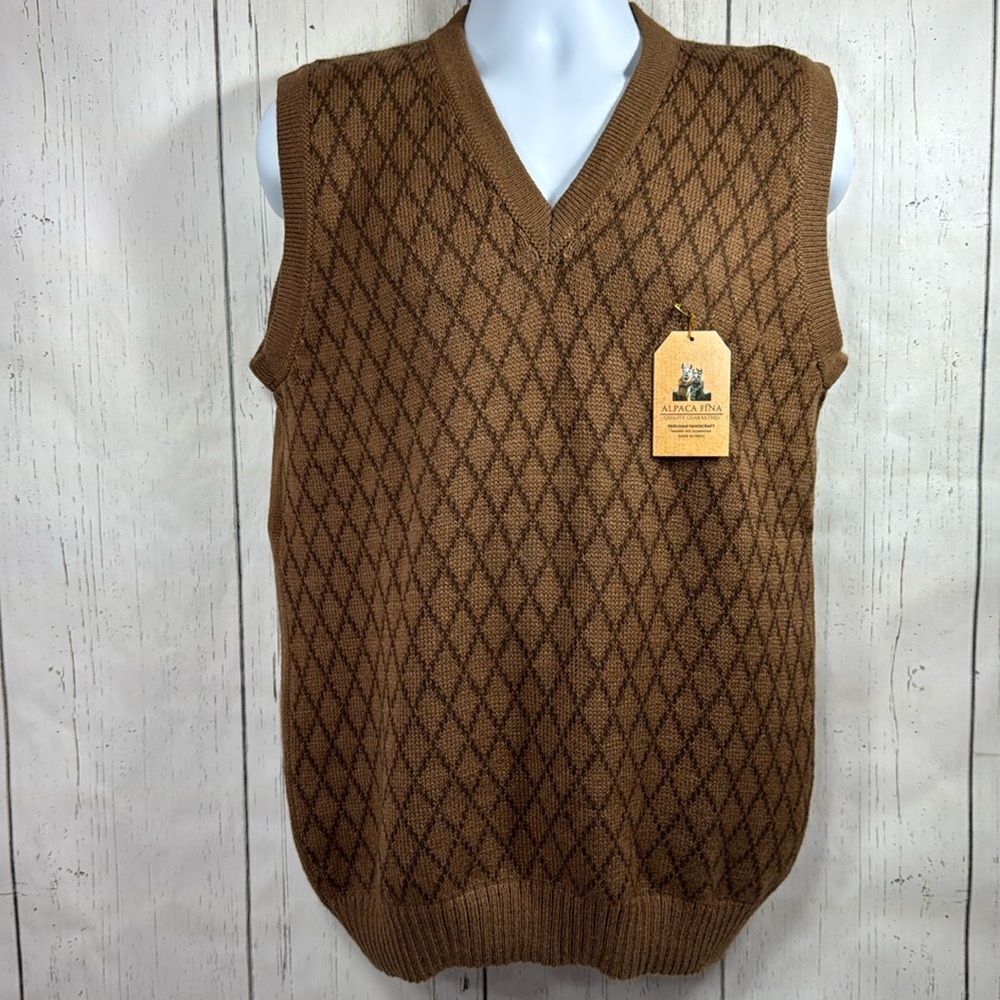 Alpaca Fina Made in Peru Diamond Knit Sweater Vest  Grandpa Academia Cozycore